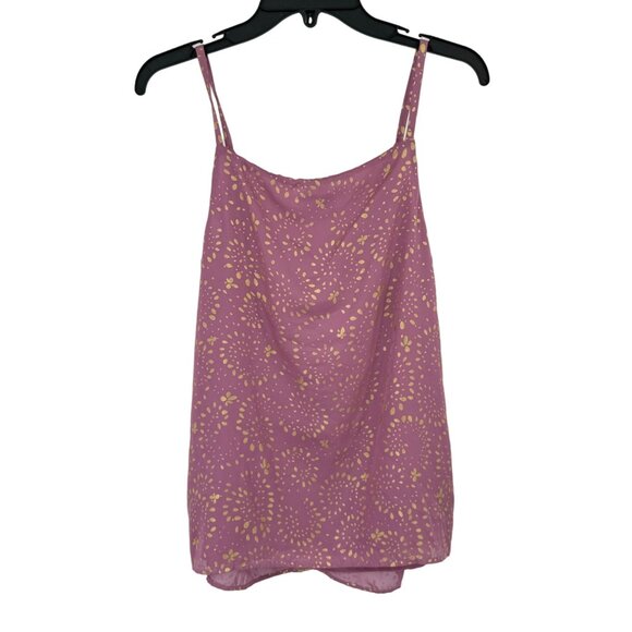 LOFT Womens Purple sleeveless Ruffle Tank Top blouse Size Medium gold - Picture 9 of 9